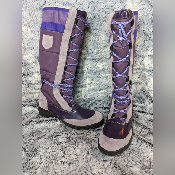 Aldo Under Knee Purple Winter Apres ski boots, Size 8, barely worn, slip on - Picture 2 of 13